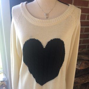 Cream Sweater with Black Heart